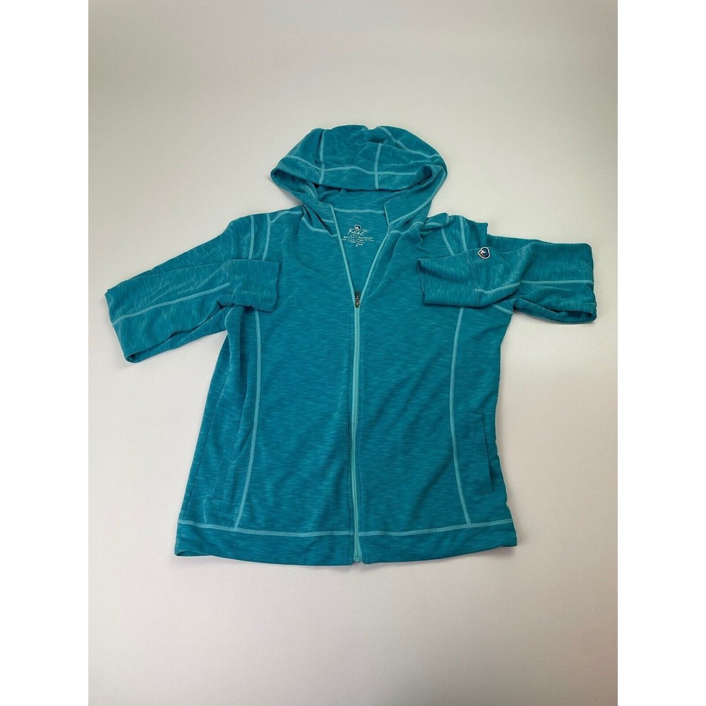 Kuhl Jacket Womens M Blue Full Zip Hoodie Lightweight Knit Kuhltouch